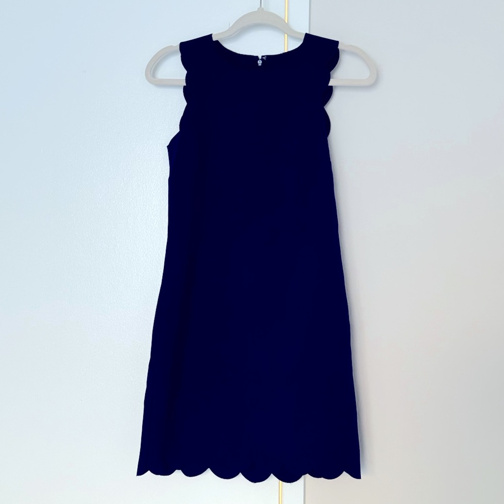 JCREW Navy Scallop Dress in 00